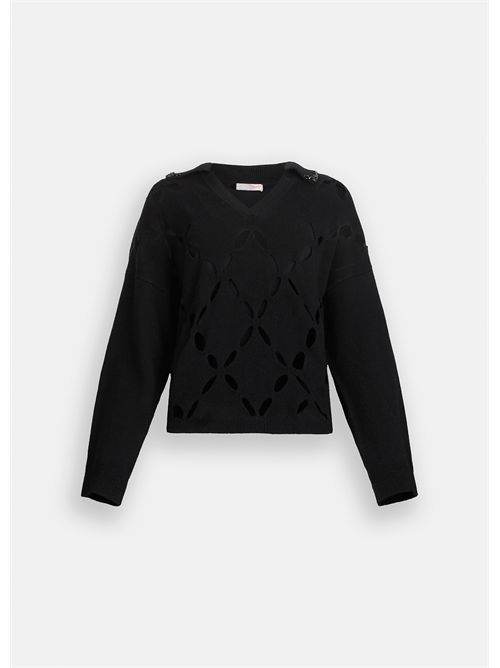 Maglia 100% lana con ricami gioiello LIU JO | MF5038MS009/22222